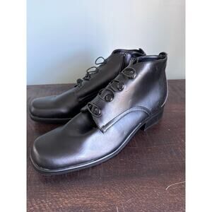 Judith Y2K Wellington Black Side Zip Loop & Button Ankle Boots